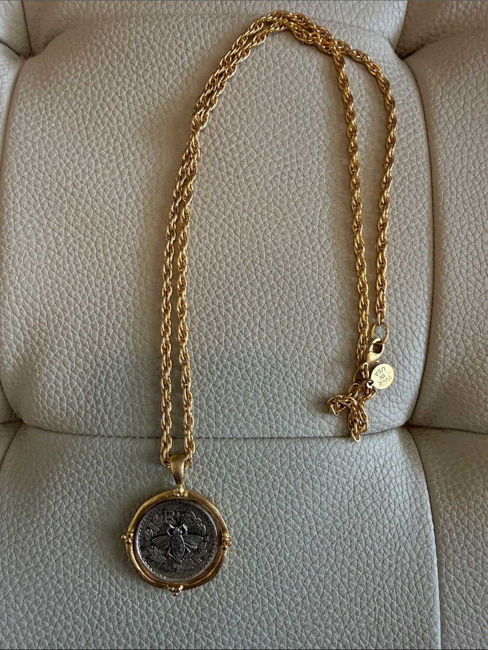 Gold-Tone Bee Medallion Pendant Necklace - Women's Gold Necklace